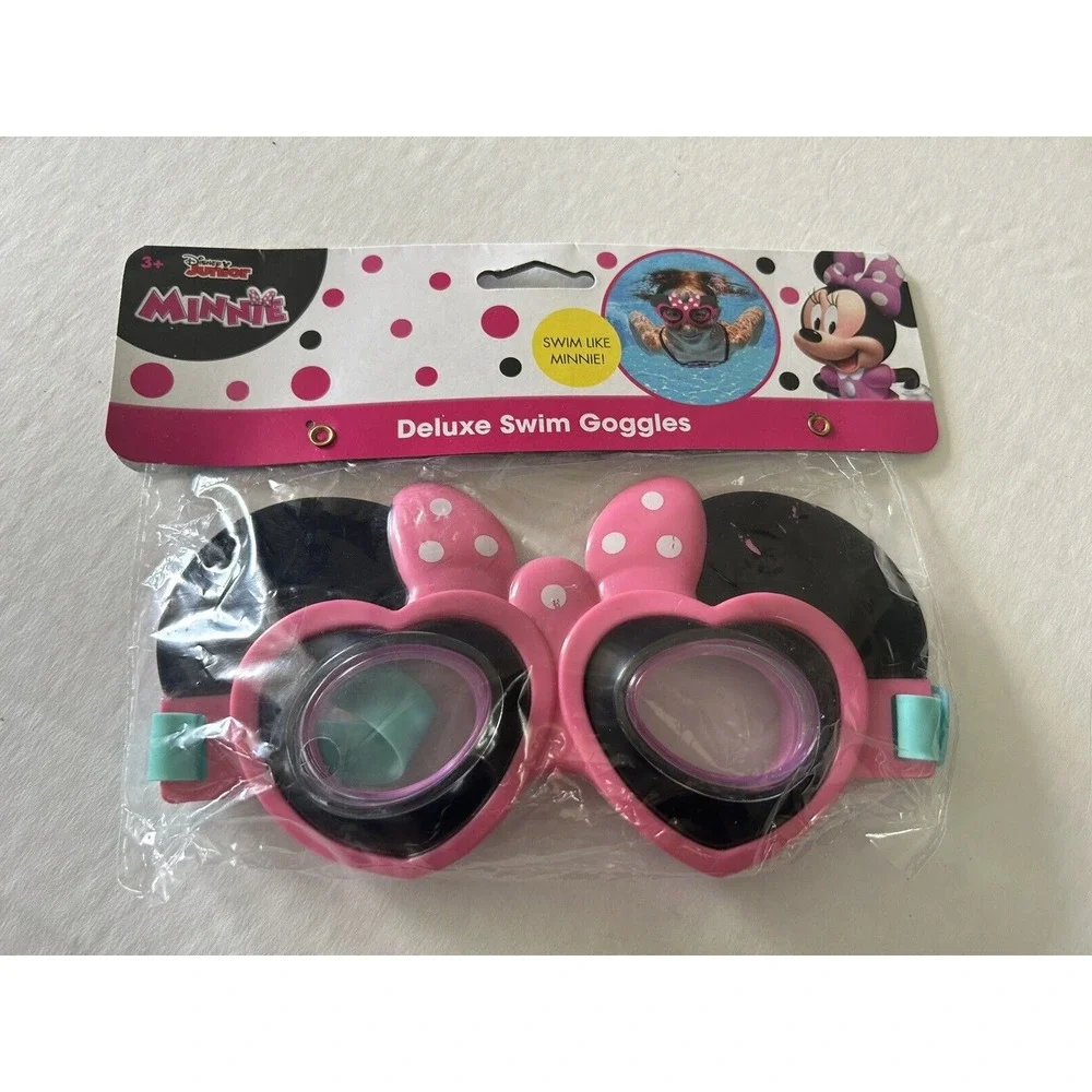 Minnie Mouse‎ Deluxe Swim Goggles Ages 3+ Pink Disney Jr New UV Protection